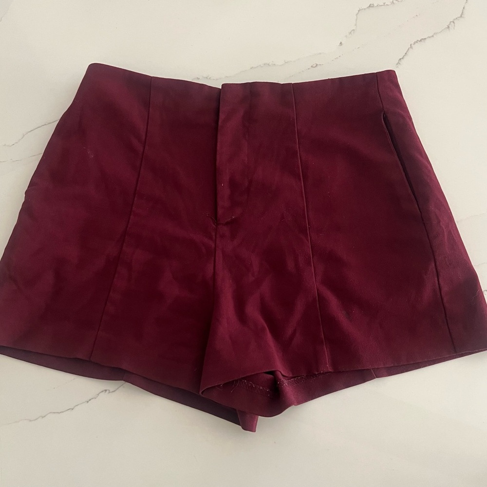 Forever 21 Red High Waist Velvet Shorts